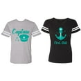 thumbnail image 1 of Captain First Mate Matching Couple Cotton Jerseys (Men Heather / Women Black) (Men S / Women S), 1 of 3
