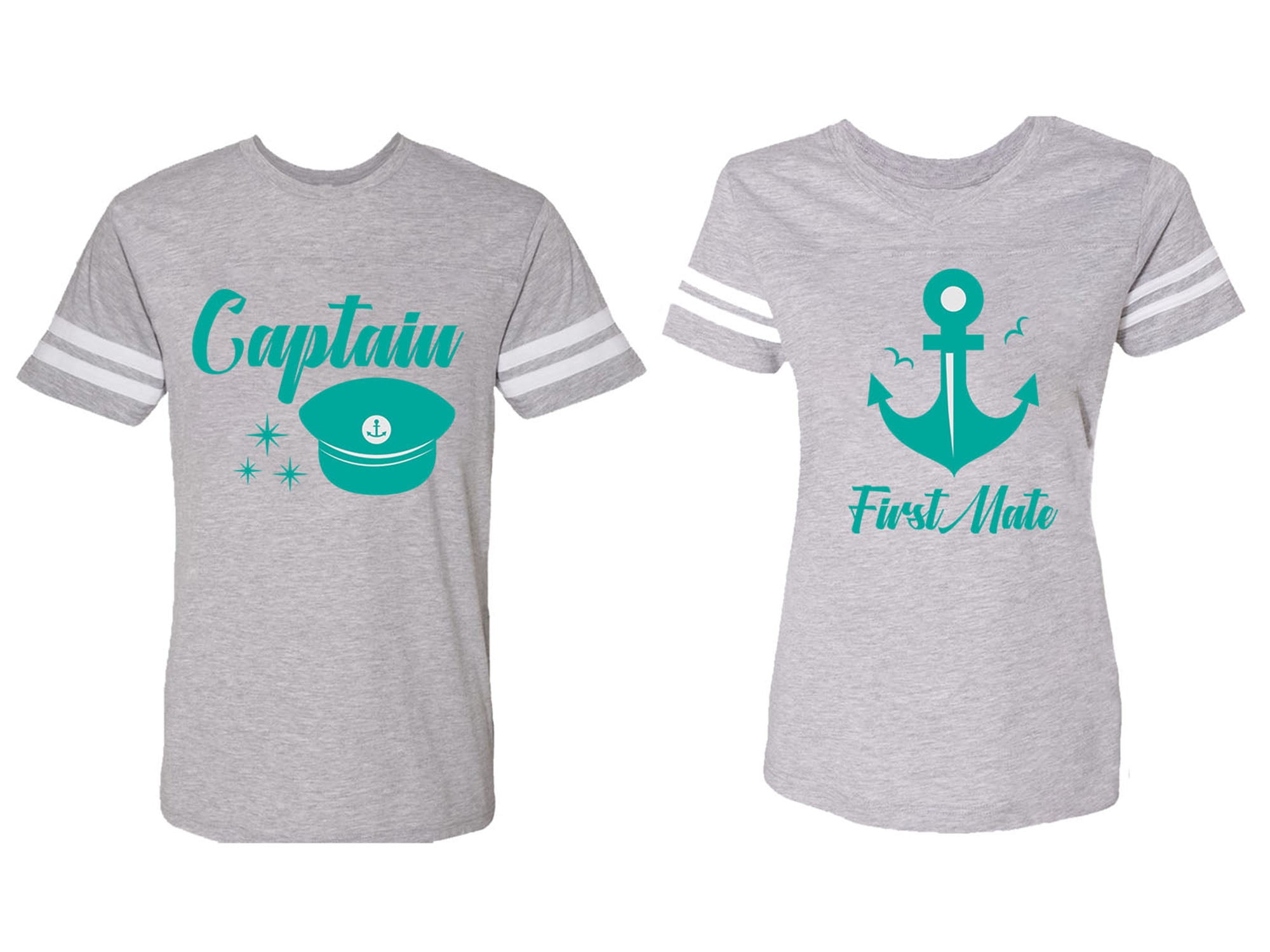 Captain First Mate Matching Couple Cotton Jerseys (Men Heather / Women ...