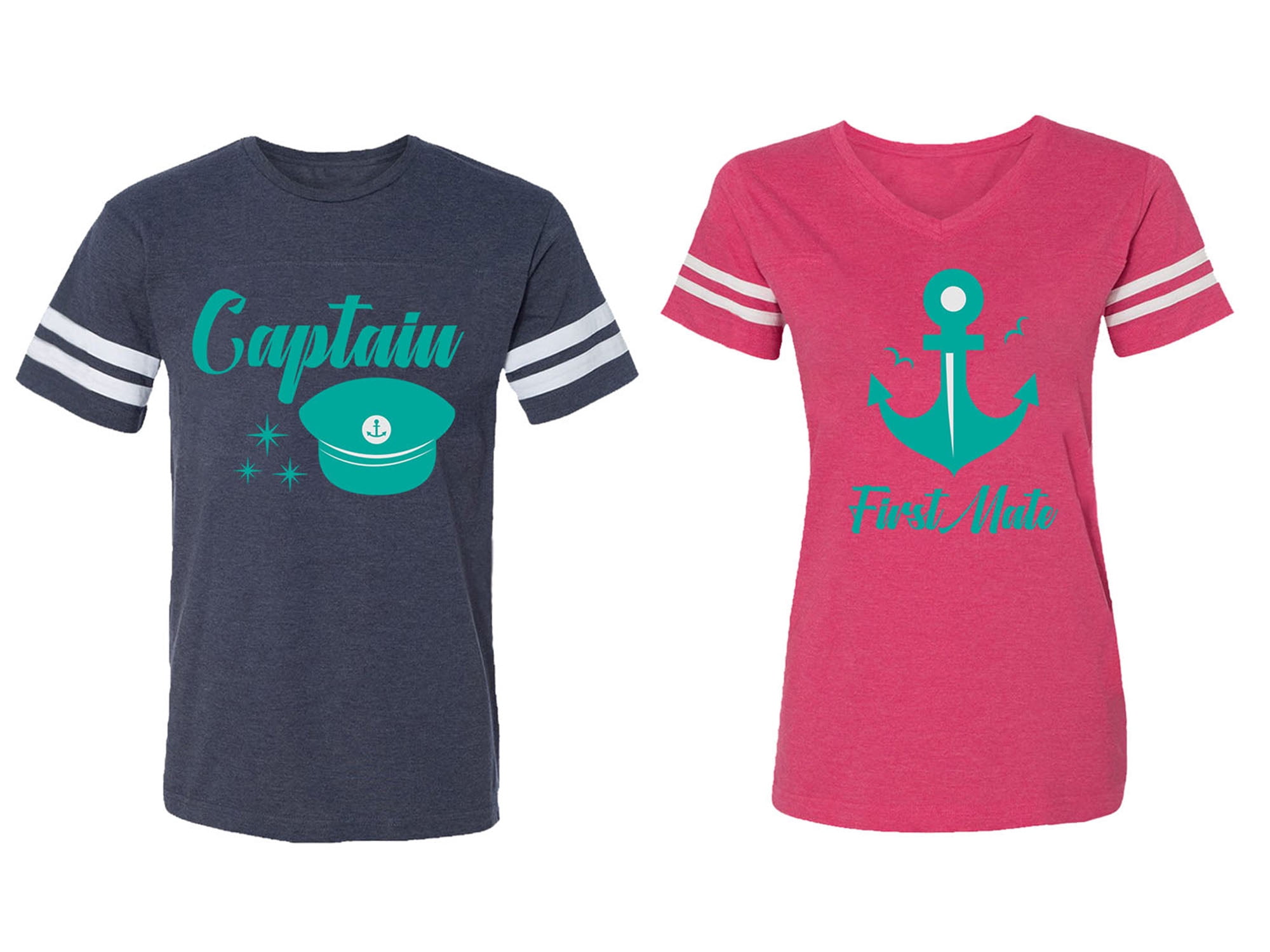 Captain First Mate Matching Couple Cotton Jerseys (Men Navy / Women ...