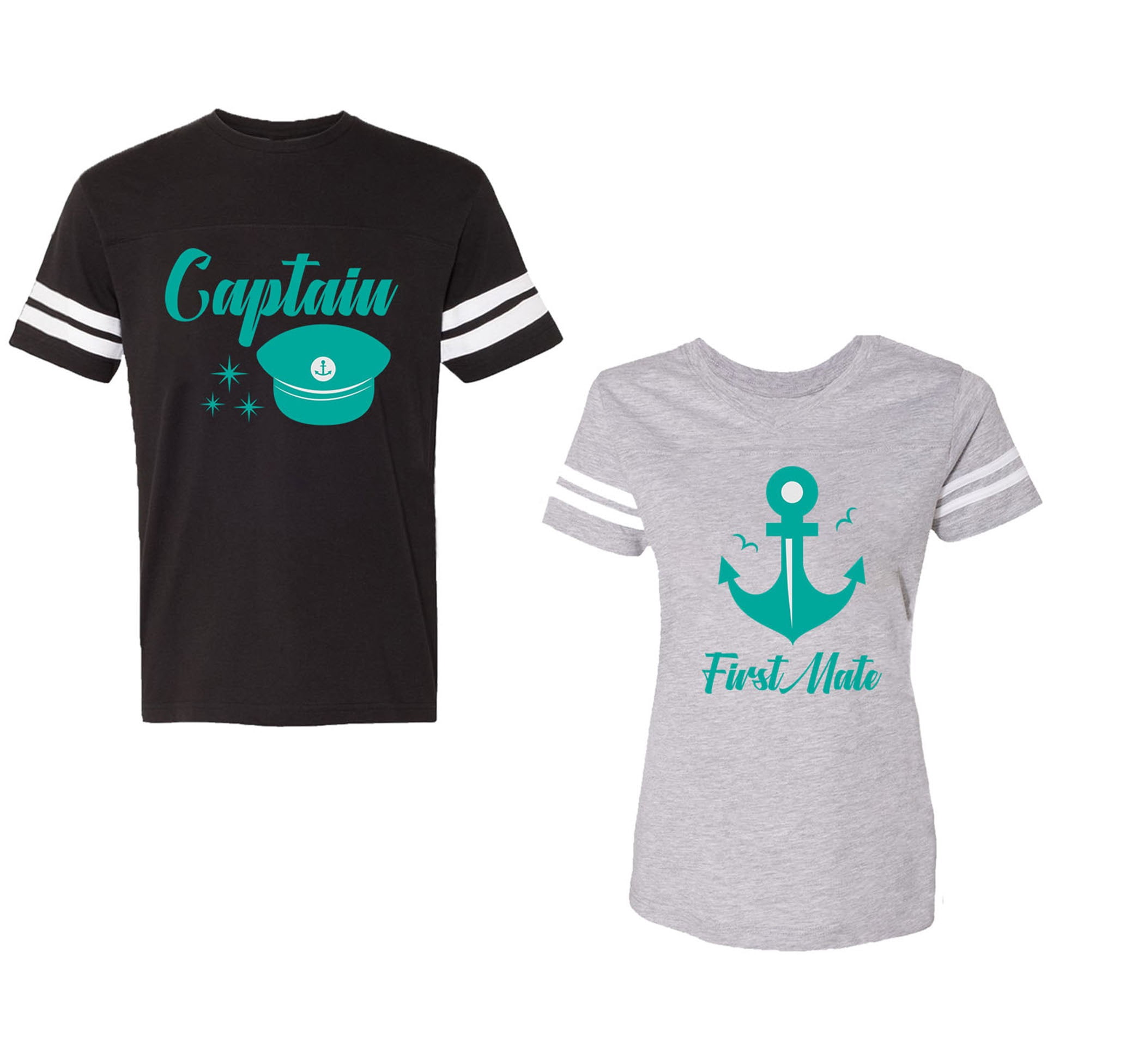 Captain First Mate Unisex Couple Matching Cotton Jersey style T-Shirt ...