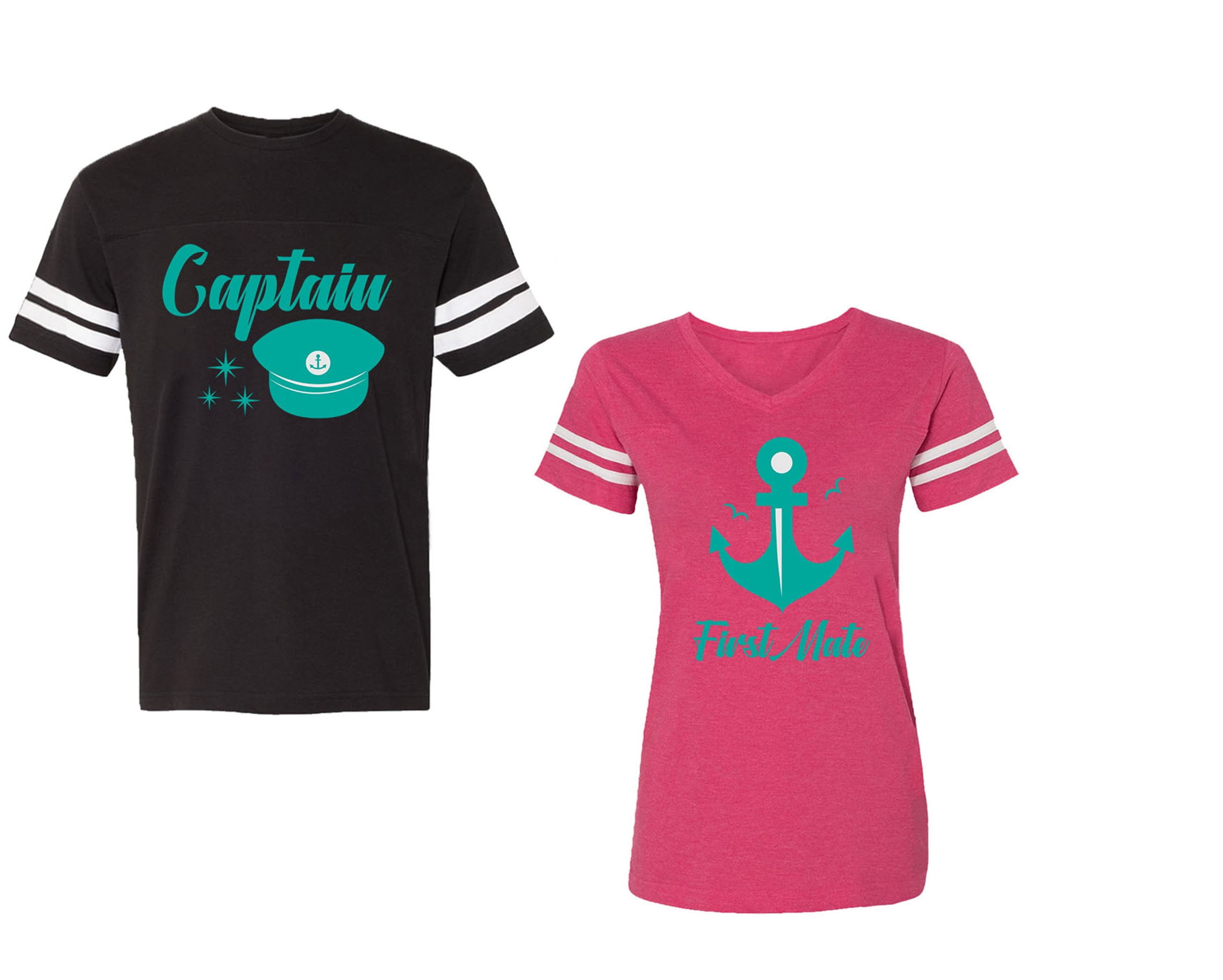 Captain First Mate Unisex Couple Matching Cotton Jersey style T-Shirt ...