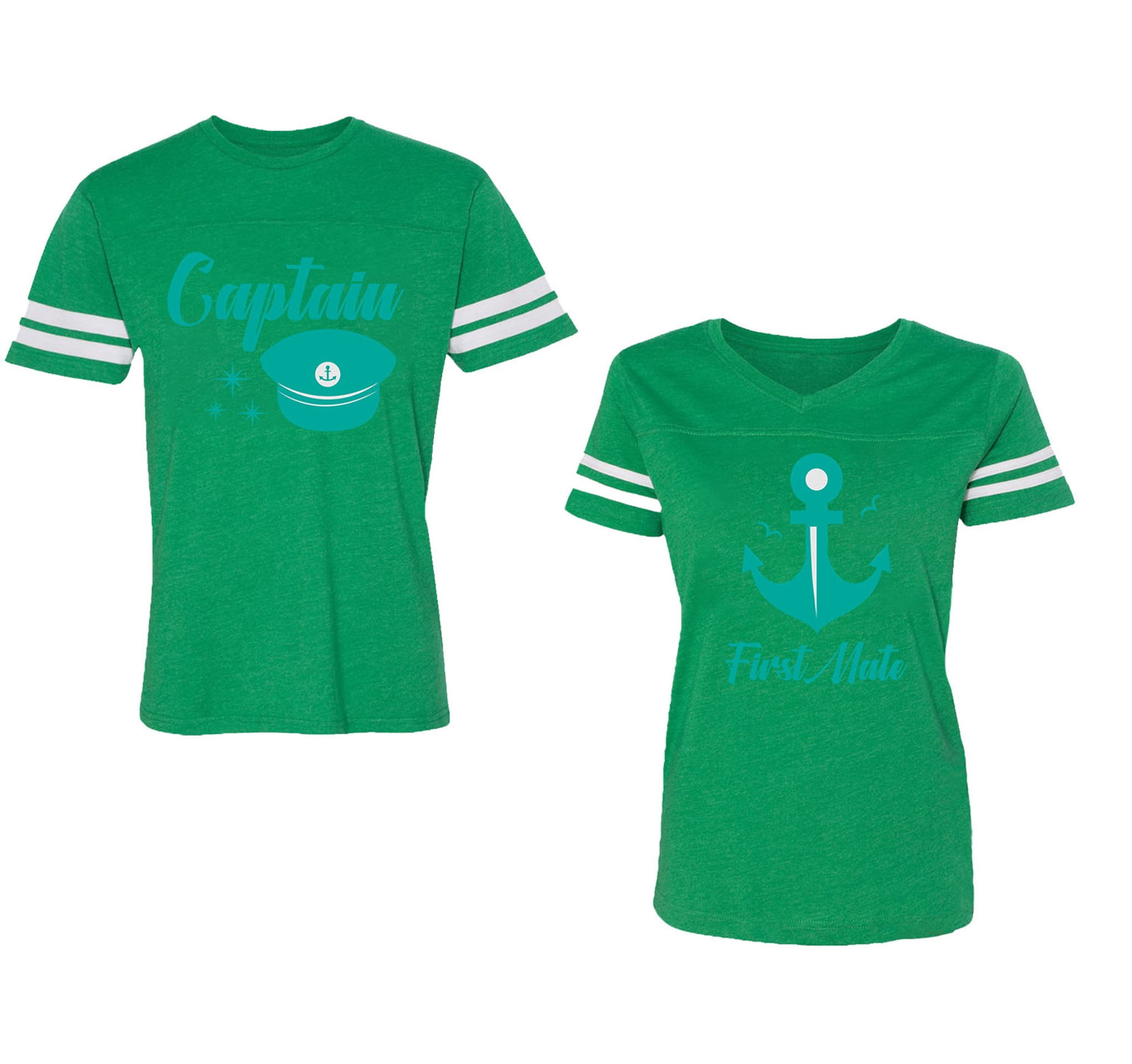 Captain First Mate Unisex Couple Matching Cotton Jersey style T-Shirt ...
