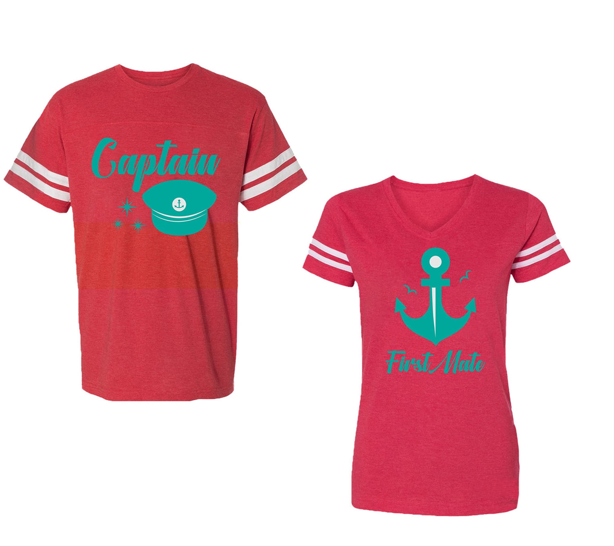 Captain First Mate Unisex Couple Matching Cotton Jersey style T-Shirt ...