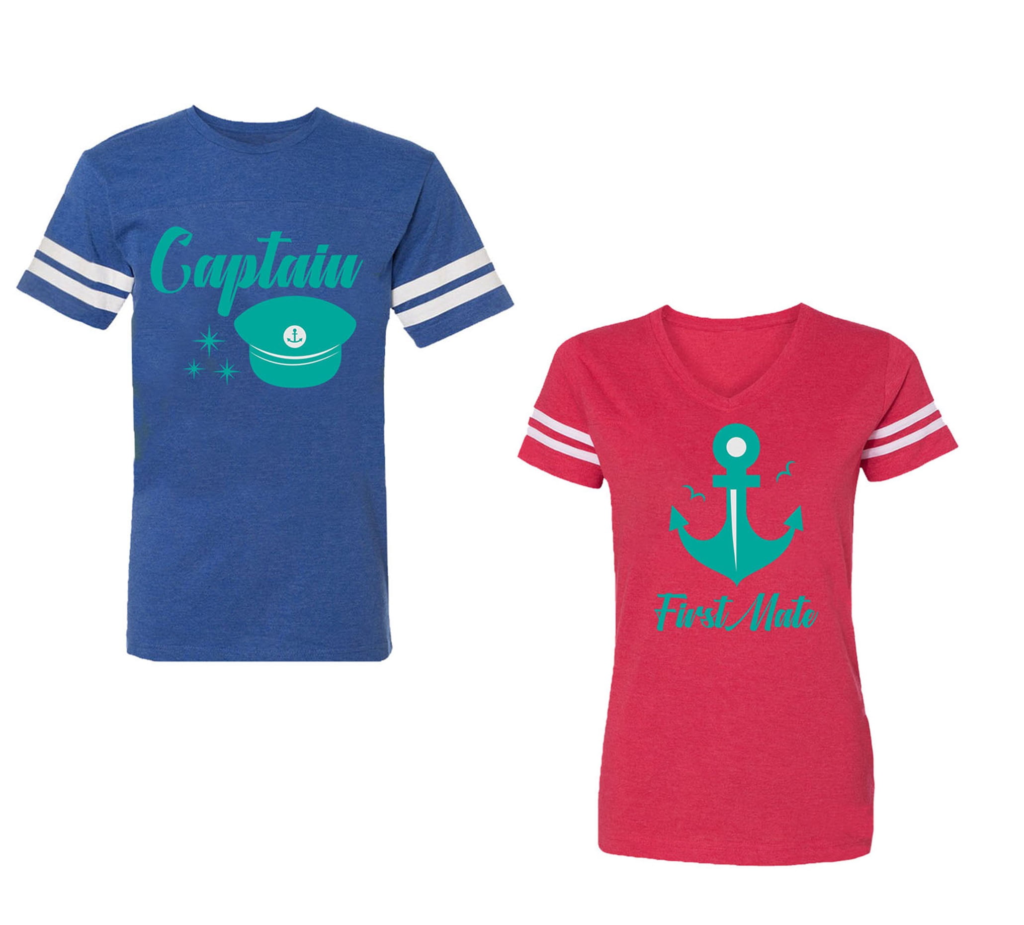 Captain First Mate Unisex Couple Matching Cotton Jersey style T-Shirt ...
