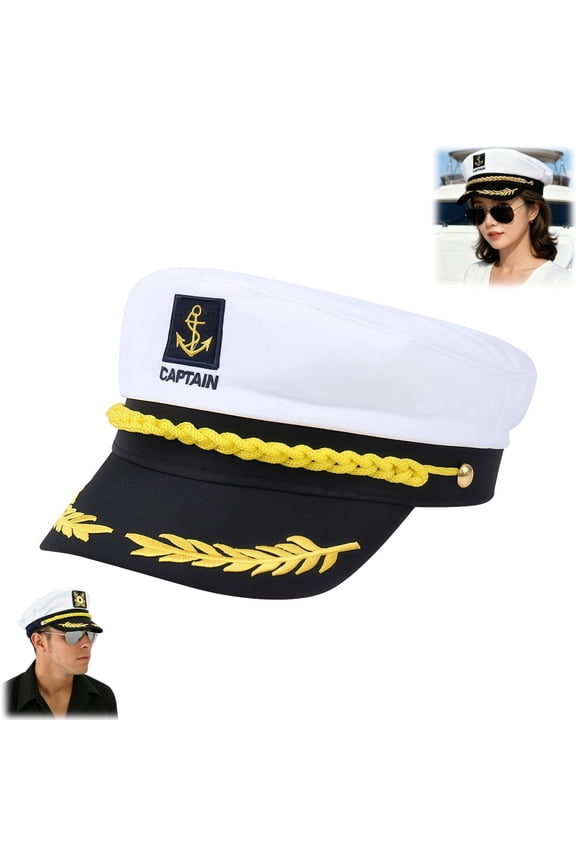 Captain Hat for Men Women, Sailor Hat with Embroidered Anchor, Boat Captain Costume Hat for Yacht Party, Cruise, Halloween