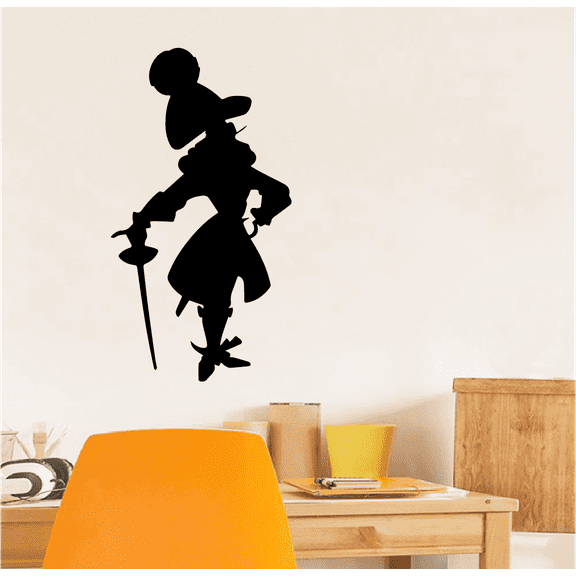 Captain Hook Silhouette Peter Pan Disney Movie Character Disney Vinyl Wall Art Wall Sticker Wall Decal Decoration For Home Room Wall Boys Girls Room Playroom Wall Décor Décor Design Size (30x22 inch)