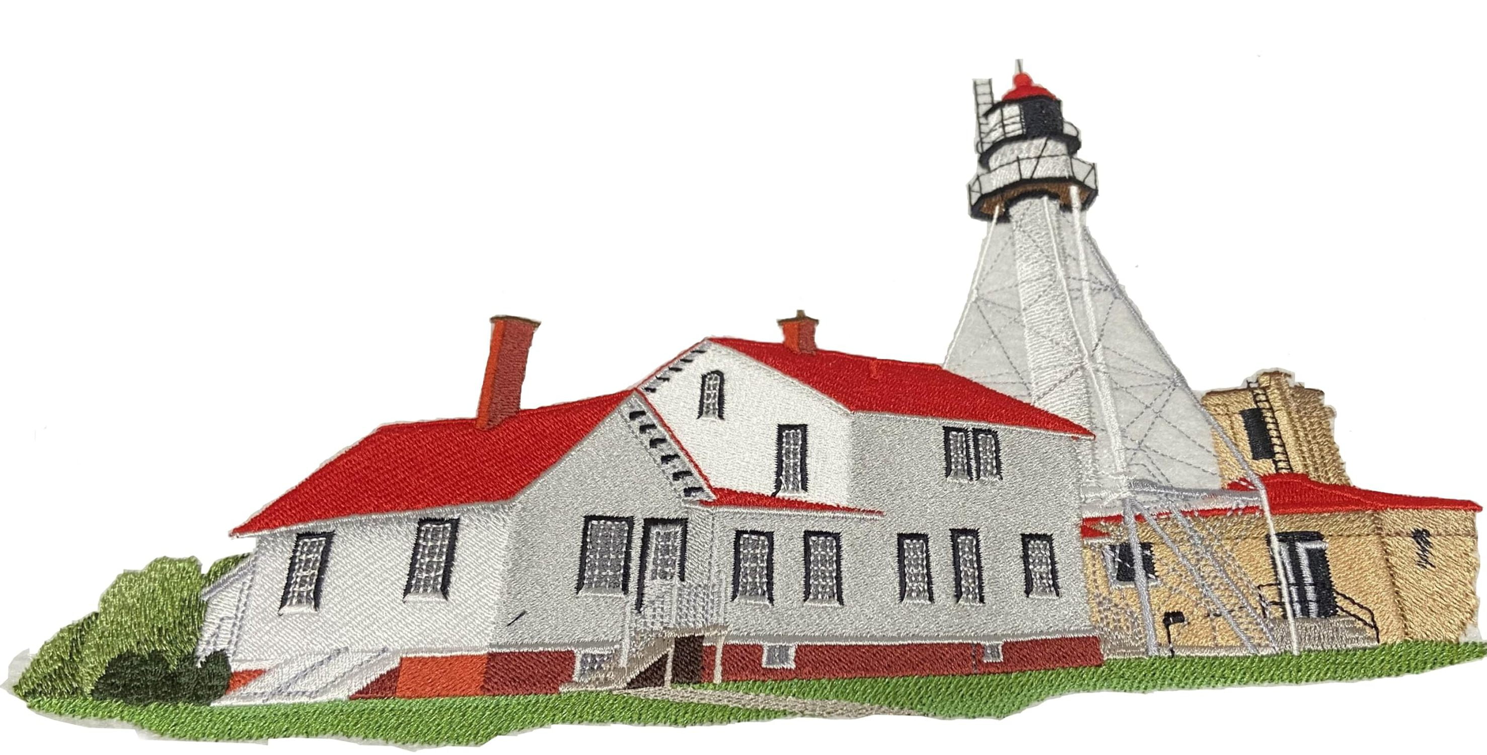 Captain I See The Light Custom and Unique Lighthouse [ Whitefish Point Lighthouse (Michigan) ] Embroidered Iron on/Sew Patch (10.99" x 6.9")