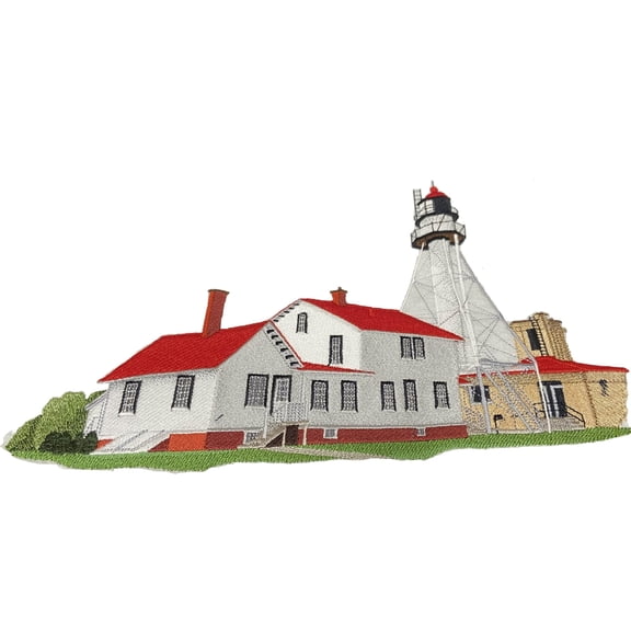 Captain I See The Light Custom and Unique Lighthouse [ Whitefish Point Lighthouse (Michigan) ] Embroidered Iron on/Sew Patch (10.99" x 6.9")