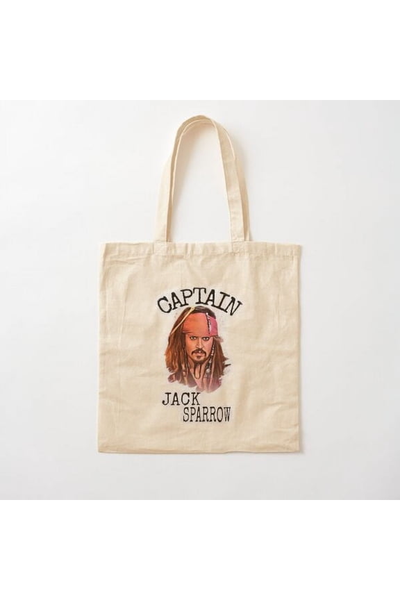 Captain Jack Sparrow Canvas Tote Bags, Reusable Shopping Bag