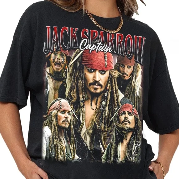 Captain Jack Sparrow Unisex T-Shirt Design Shirt Pirates Fan T Shirts- Gift For Fans