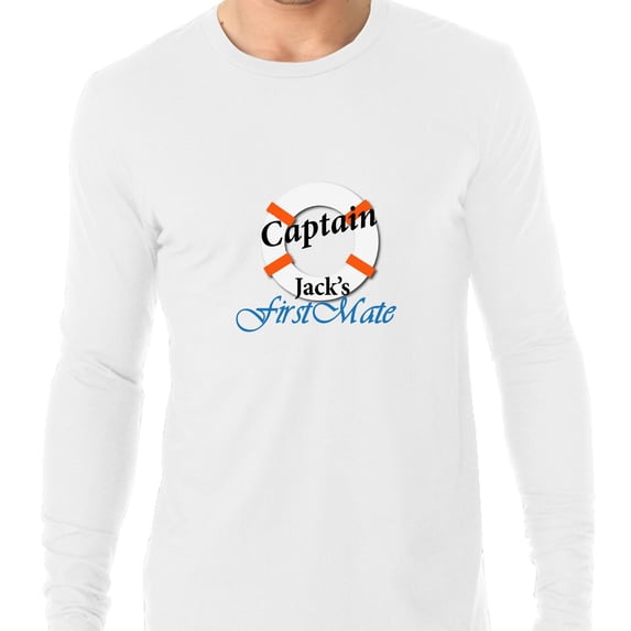 Captain Jack's First Mate - Hilarious Nautical Boating Men's Long Sleeve Grey T-Shirt