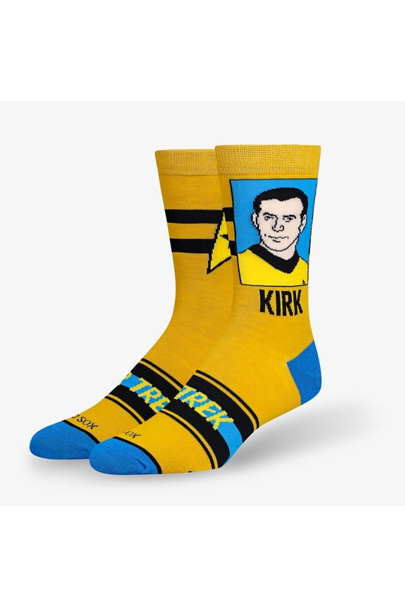 Cool Socks Captain Kirk Portrait Yellow Men's Crew Socks  Cool All-Over Captain Kirk Portrait