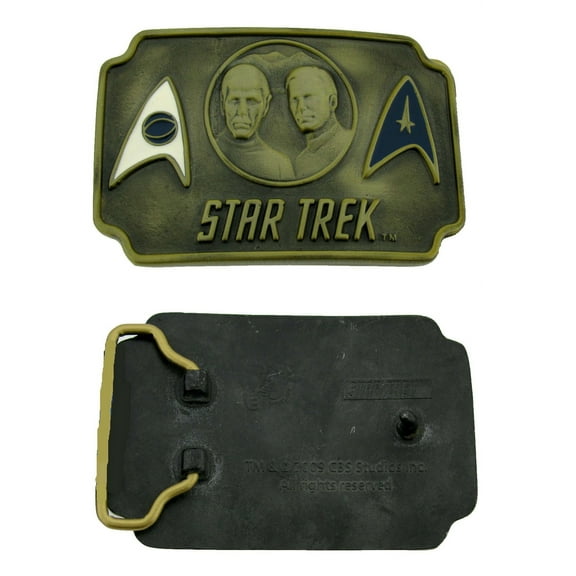Captain Kirk and Spock Character Star Trek Fans Belt Buckle Brass Finished SIZE: 3.00" W & 2.50" H New Men Women