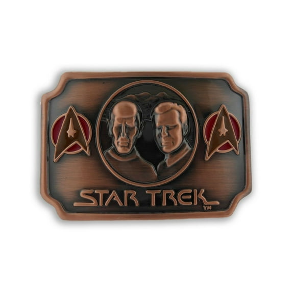 Captain Kirk and Spock Character Star Trek Fans Belt Buckle Copper Finished SIZE: 3.00" W & 2.50" H New Men Women