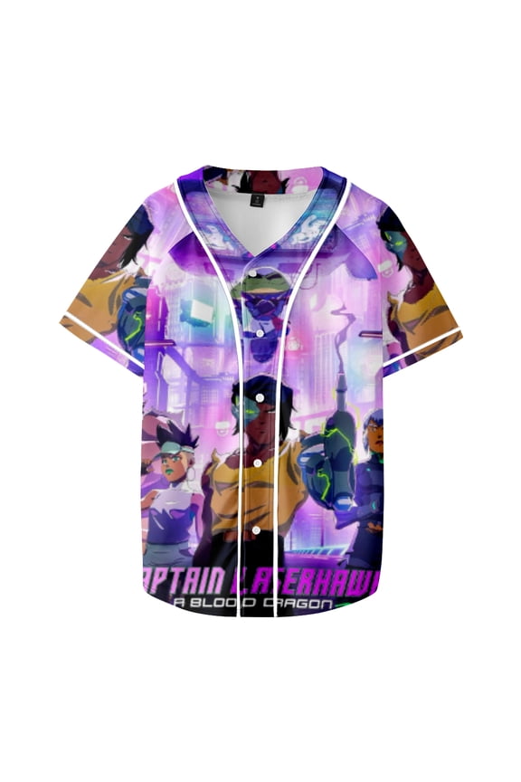 Captain Laserhawk Baseball Uniform Hip Hop Short Sleeve Fashion Baseball Clothes