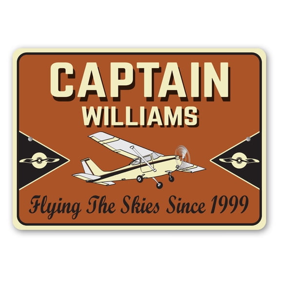 Captain Last Name Aluminum Metal Decor Sign - 10x14 inches