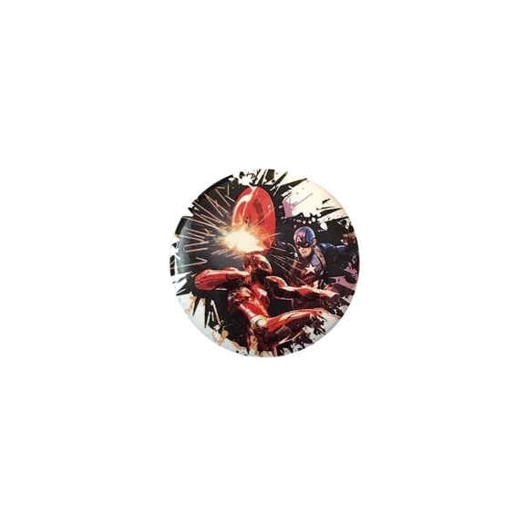 Captain America  Iron Man Button Comic Book Fan Pin