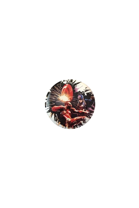 Captain America Iron Man Button Comic Book Fan Pin