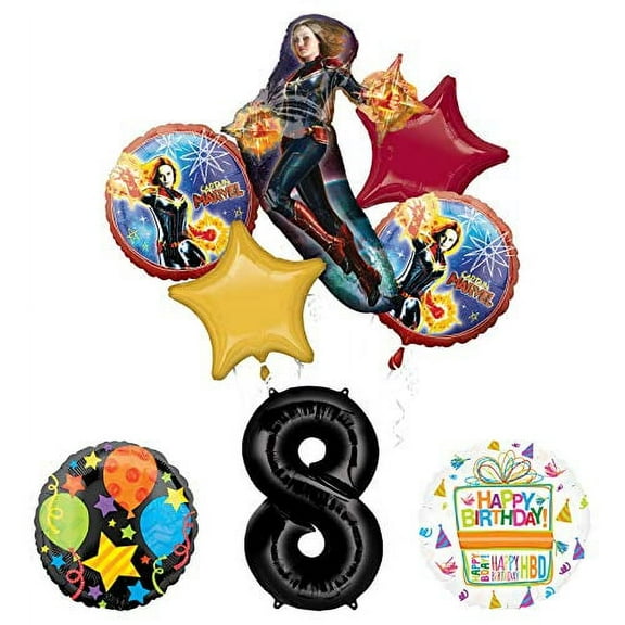 Captain Marvel 8th Birthday Party Supplies Jubilee Balloon Bouquet Decorations