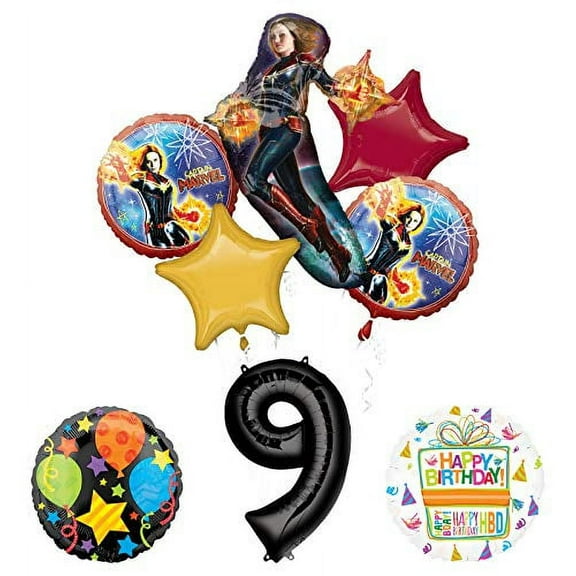 Captain Marvel 9th Birthday Party Supplies Jubilee Balloon Bouquet Decorations