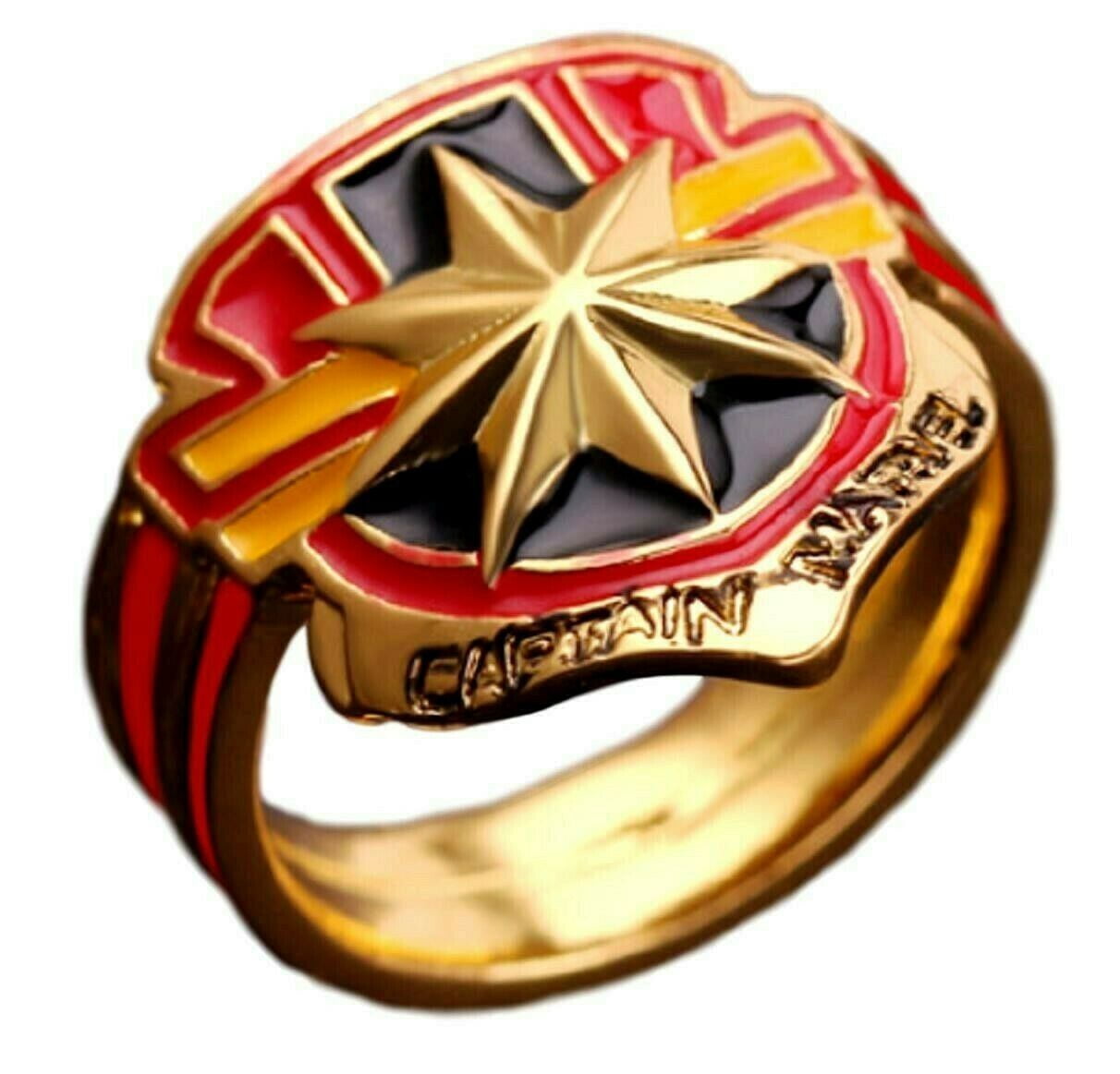 Captain Marvel Logo Goldtone Stainless Steel Band Ring Size 12 ...