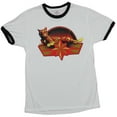 thumbnail image 1 of Captain Marvel Mens Ringer T-Shirt - Goose Powered Cat Laid Out (Small), 1 of 1