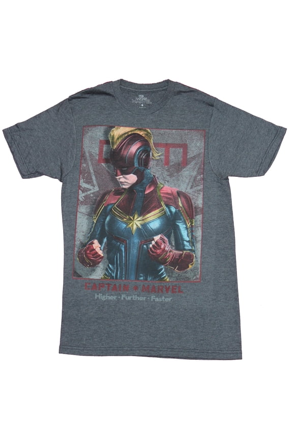 Captain Marvel Mens T-Shirt - Movie Style Fully Outfitted Captain Marvel Image (2X-Large)