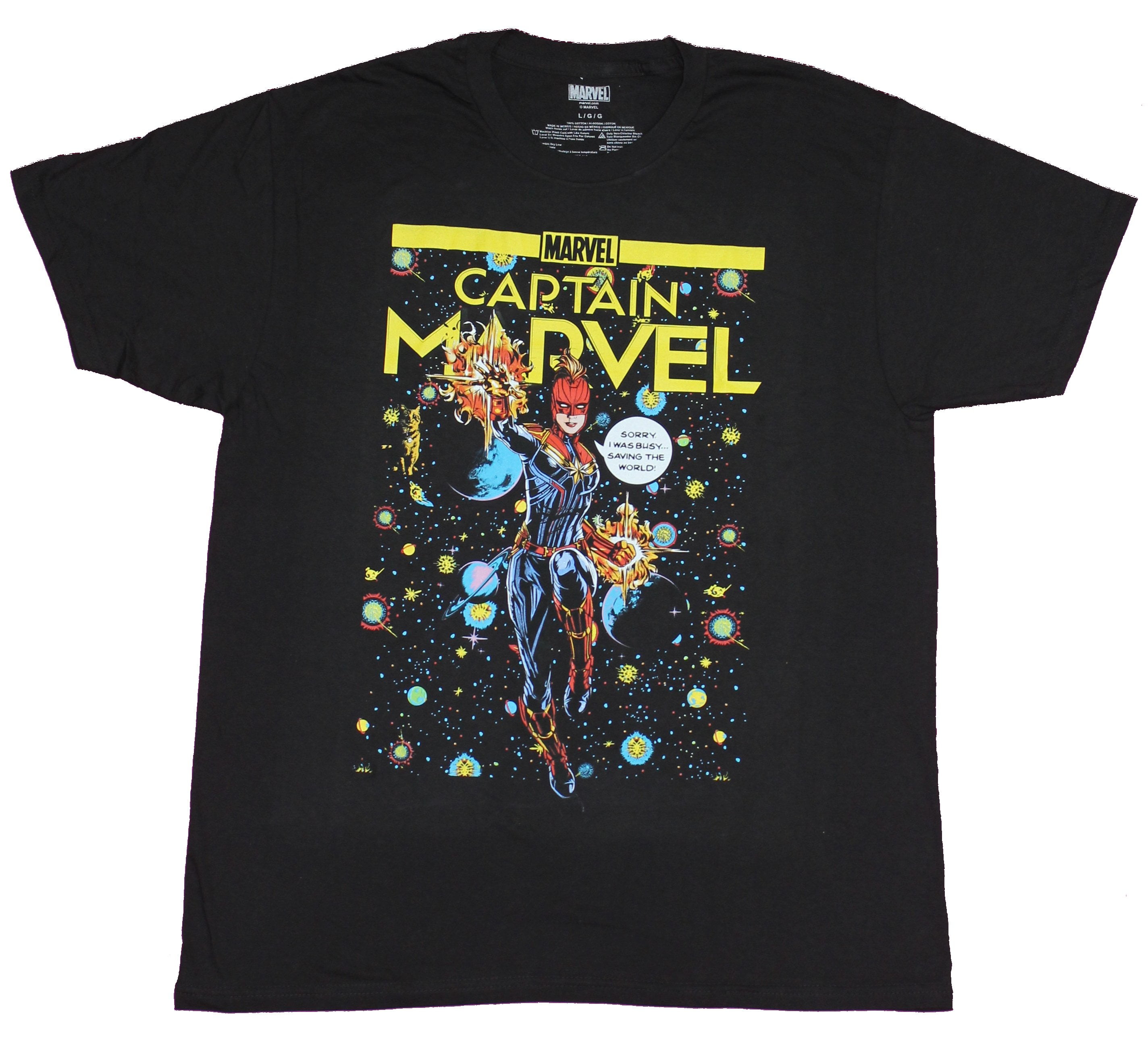 Captain Marvel Mens T Shirt Sorry I Was Busy Saving the World X Large Walmart