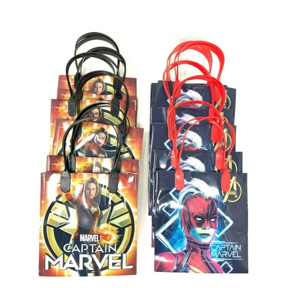 Captain Marvel Party Favor Goodie Small Gift Bags, pack of 12