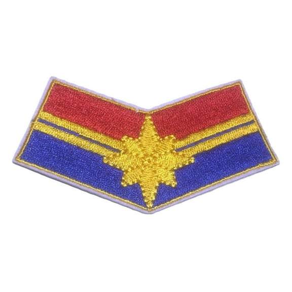 Captain Marvel Superhero Shield Logo 3 Inches Wide Embroidered Iron on Patch