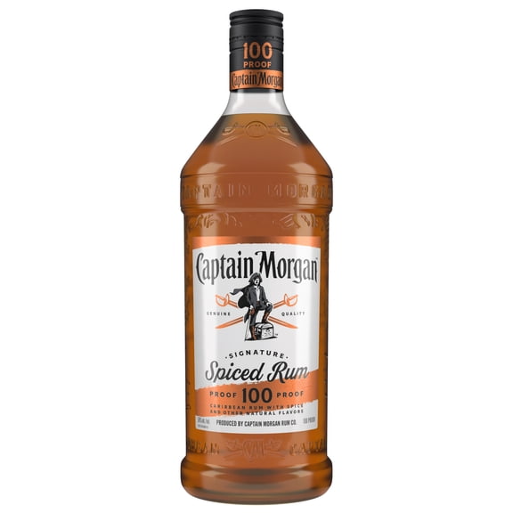 Captain Morgan 100 Proof Spiced Rum, 1.75 L PET Bottle, 50% ABV
