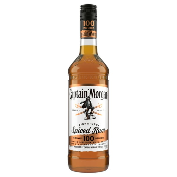 Captain Morgan 100 Proof Spiced Rum, 750 ml Glass Bottle, 50% ABV