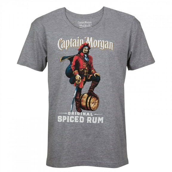 Captain Morgan Men's Grey Original Spiced Rum T-Shirt-Large