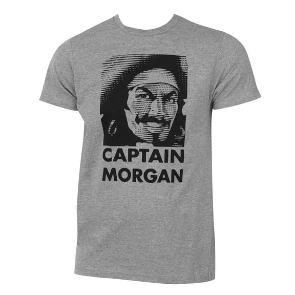 Captain Morgan Men's Gray Pirate Logo T-Shirt-Large
