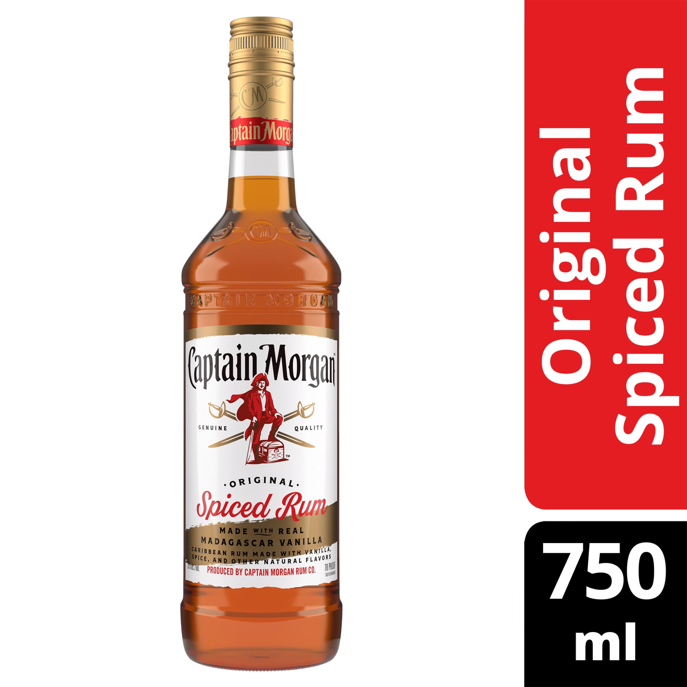 Captain Original Spiced Rum (Made with Real Madagascar Vanilla), 750 mL, 35 ABV