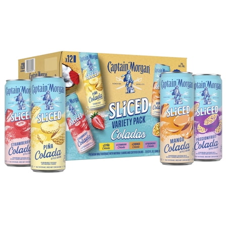 Captain Morgan Sliced Coladas Variety, 12 Pack, 12 fl oz Cans, 5% ABV
