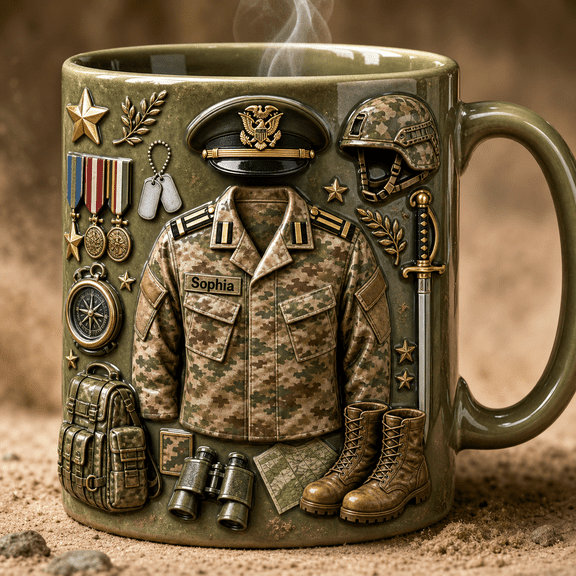 Captain Mug 2D Printed 3D Effect Military Officer Gift Coffee Cup ,mug gift, coffee mug, ceramic mug