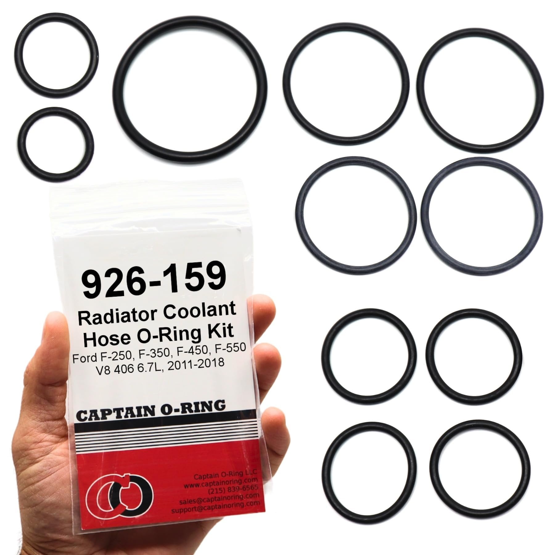 Captain O-Ring 926-159 Radiator Coolant Hose O-Ring Kit for Select Ford ...