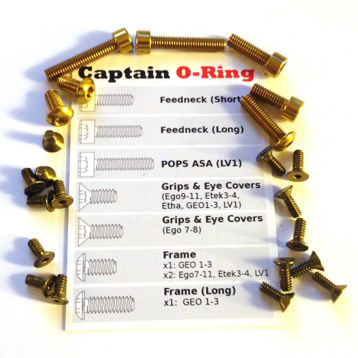 Captain O-Ring Color Accent Screw Kit for Eclipse Ego8, Ego9, Ego10 ...