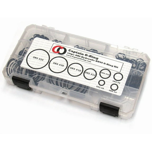 Captain O-Ring ORS Flat Face Hydraulic O-Ring Seal Kit Buna 90 / BN90 - 180 Piece Kit