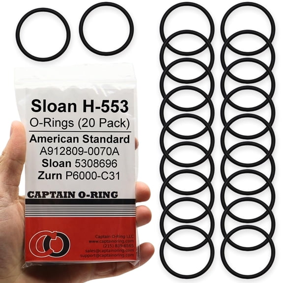 Captain O-Ring Replacement H-553/5308696 ORings for Sloan Royal/Regal Flushometer Valve Tailpiece P6000-C31, A912809-0070A 20 Pack