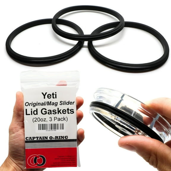 Captain O-Ring  Replacement Lid Seal Gaskets for Yeti Magslider & Original Rambler Insulated Tumbler Mugs 3 Pack [20 oz Lid Size]