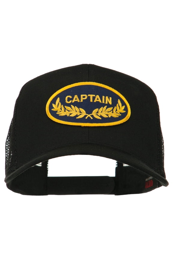 Captain Oak Leaf Military Patched Mesh Back Cap - Black OSFM