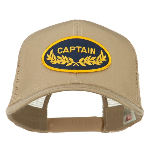 Captain Oak Leaf Military Patched Mesh Back Cap - Khaki OSFM