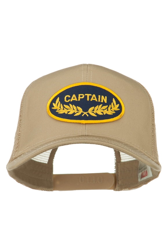 Captain Oak Leaf Military Patched Mesh Back Cap - Khaki OSFM
