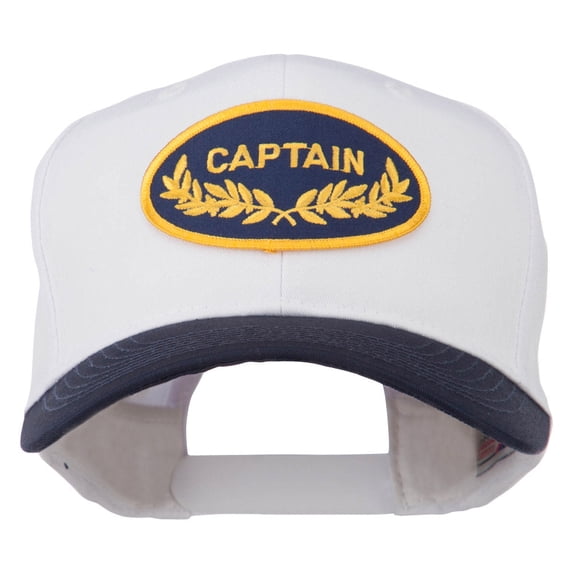 Captain Oak Leaf Military Patched Prostyle Cap - Navy White OSFM