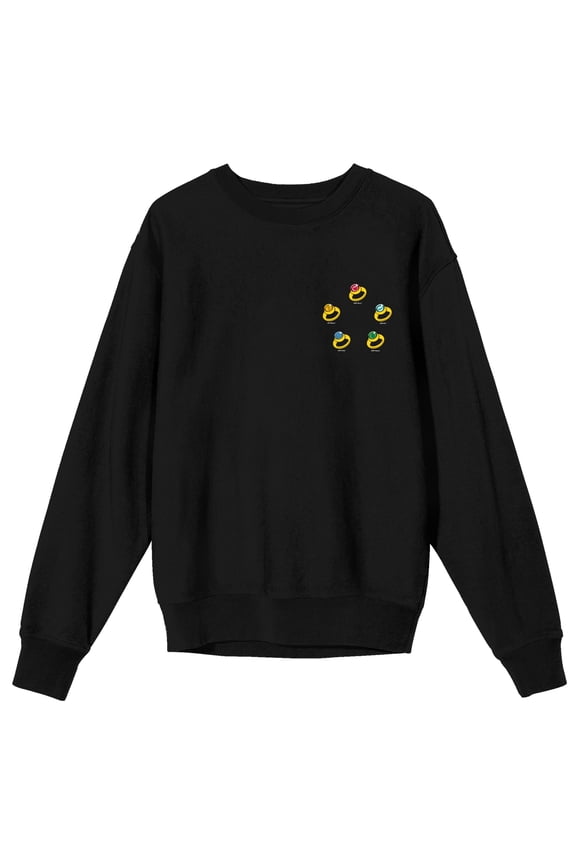 Captain Planet Elemental Rings Crew Neck Long Sleeve Black Adult Sweatshirt
