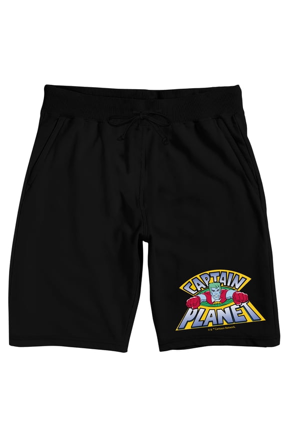 Captain Planet Flying Logo Men's Black Sleep Pajama Shorts
-3XL