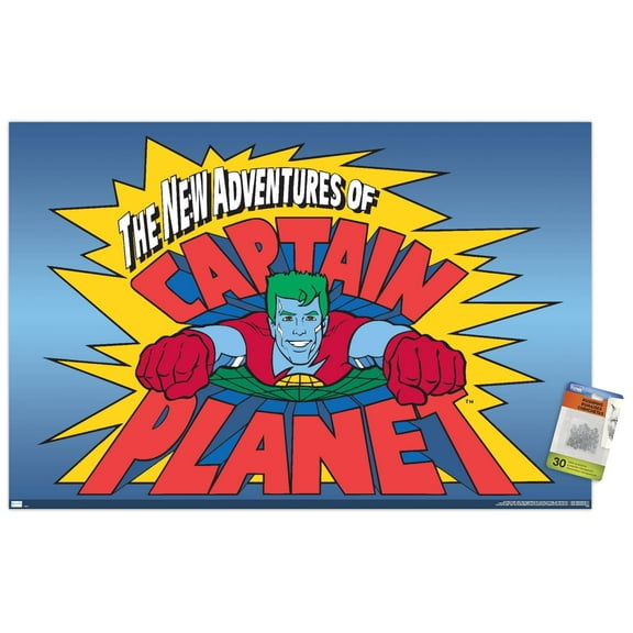 Captain Planet and The Planeteers - Logo Wall Poster with Pushpins, 22.375" x 34"