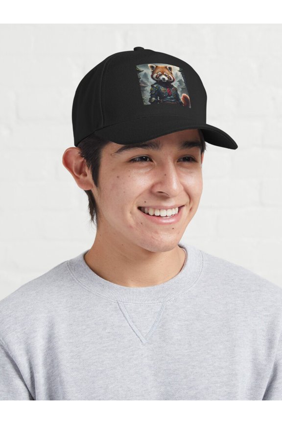 Captain Red Panda Baseball Cap, Animal Leader Character Graphic Design, Classic Hat